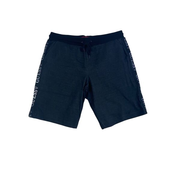 Guess Men’s Logo Tape Drawstring Shorts Black Size L Casual Athletic Loungewear - Picture 2 of 8
